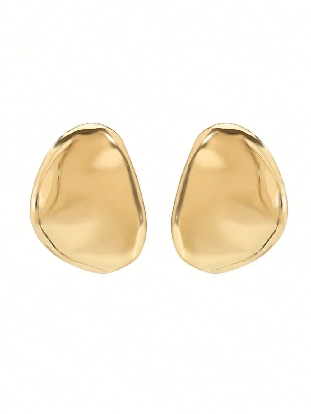 gold luxury contemporary Women's Asymmetric Textured Geometric Oval Earrings